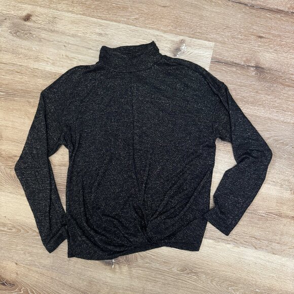 Jennifer Lopez Black Gold Metallic Twisted Knot Top Size M - Picture 7 of 10